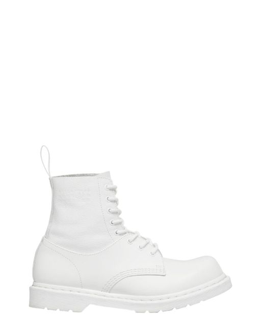 Mm6 Maison Margiela X Dr.martens White Leather Motorcycle Boots for men