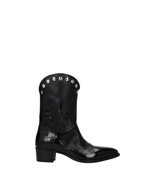 Vivienne Westwood Ankle Boots Cuban Flame Patent Leather Black