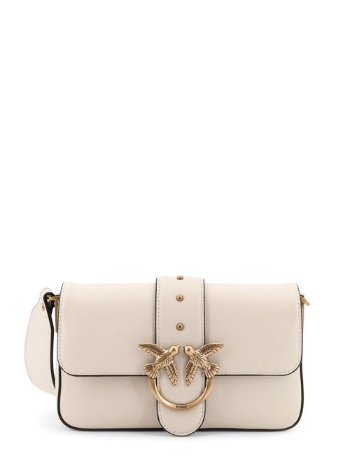 Pinko White Love Bag Slouchy Shoulder Bag