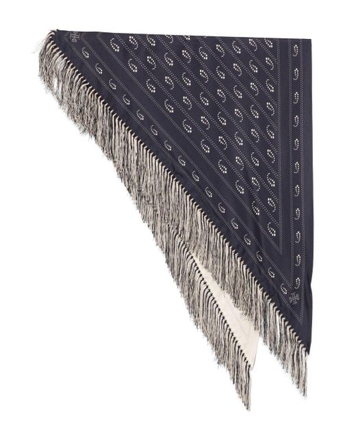 Tory Burch Gray Silk Triangle Scarf
