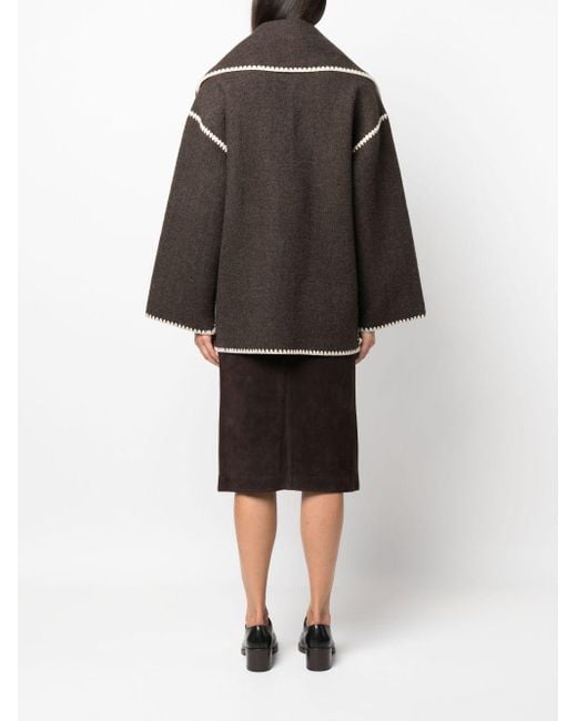 Totême  Black Wool Jacket With Scarf