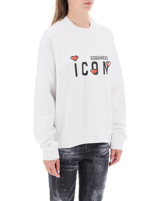 DSquared² White Icon Game Lover Sweatshirt
