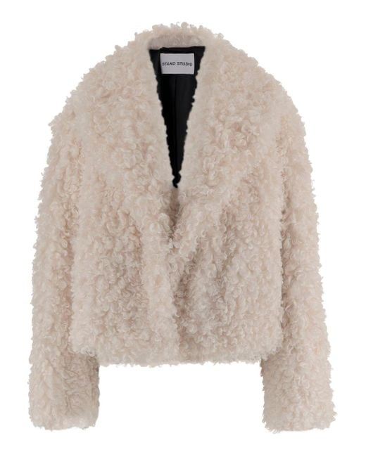 Stand Studio Natural Smara Faux Fur Jacket