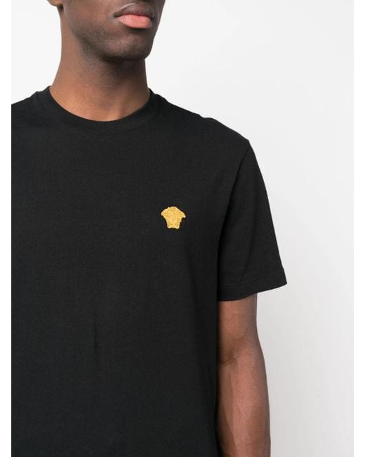| T-shirt con logo iconico ricamato sul petto | male | NERO | XL di Versace in Black da Uomo