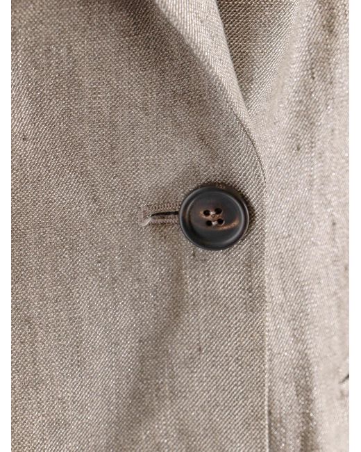 Brunello Cucinelli White Linen Blend Blazer With Metallized Effect