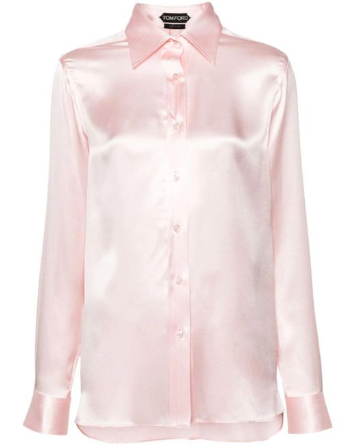 Camicia di raso di seta di Tom Ford in Pink