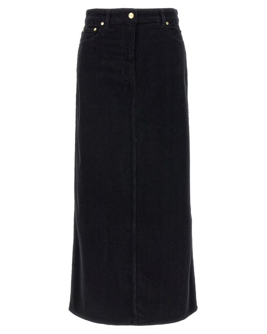 Long Velvet Ribbed Skirt Gonne Nero di Ganni in Black