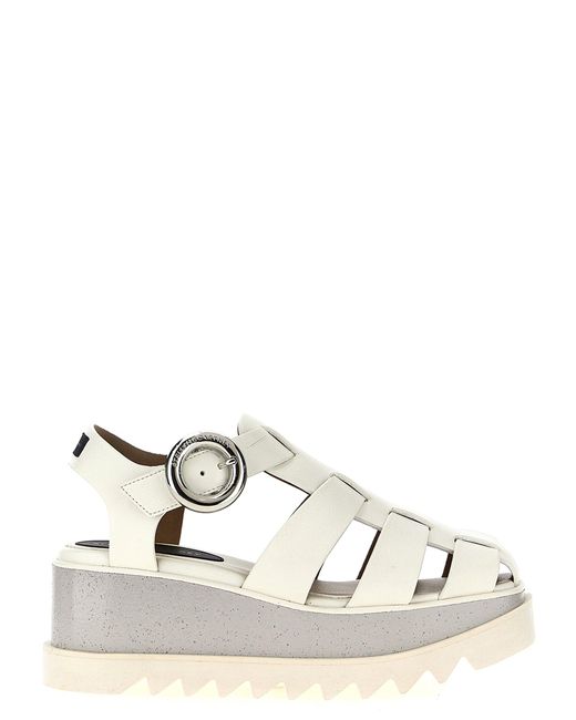 関税送料無料【Stella McCartney】ELYSE SANDALS Women Black/White Sneak-Elyse Striped Platform Sandals