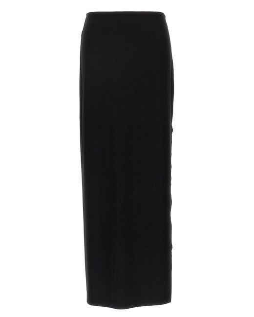 Long Skirt Wide Slit Gonne Nero di Norma Kamali in Black