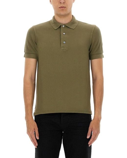Tom Ford Green Classic Pique Polo With Tailored Fit for men