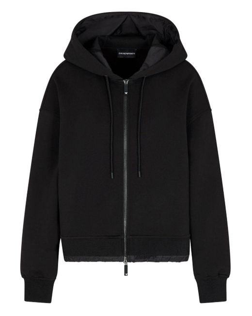 EA7 Black Cotton Hooded Blouson Jacket