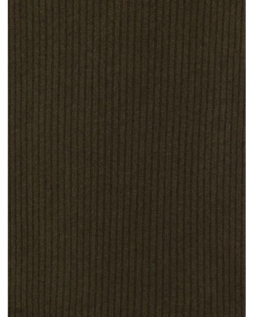 Uma Wang Green Ribbed Scarf With Fringed Edges
