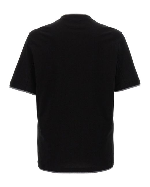 Double Hem T Shirt Multicolor di Brunello Cucinelli in Black da Uomo