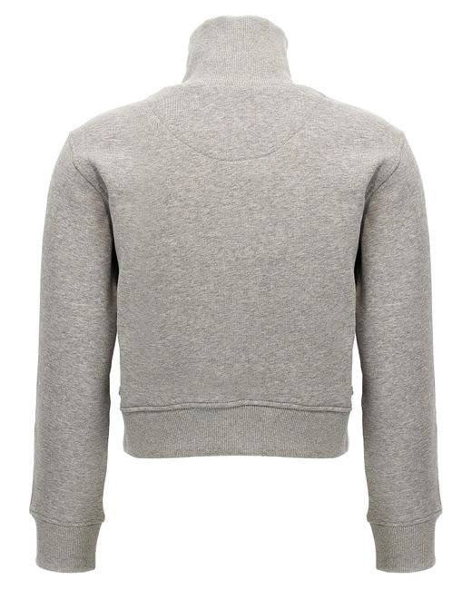 The Attico Gray Cropped Sweatshirt With Embossed Logo
