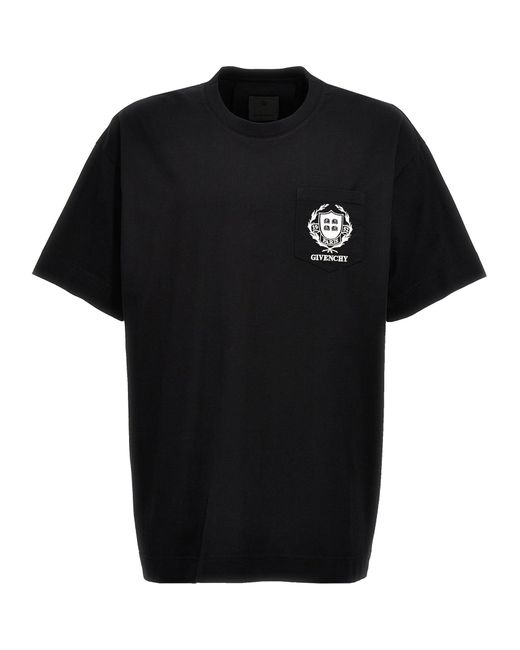 Logo Embroidery T Shirt Nero di Givenchy in Black da Uomo