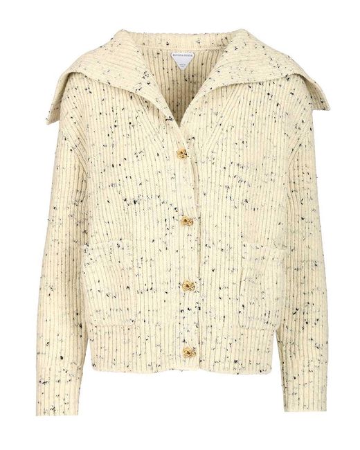 Ribbed Wool Cardigan Knitwear-Donna di Bottega Veneta in Natural