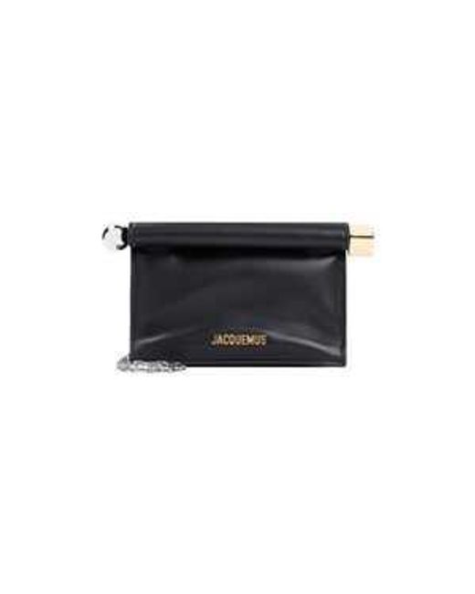 Jacquemus Black Mini Leather Folded Handbag With Magnetic Closure