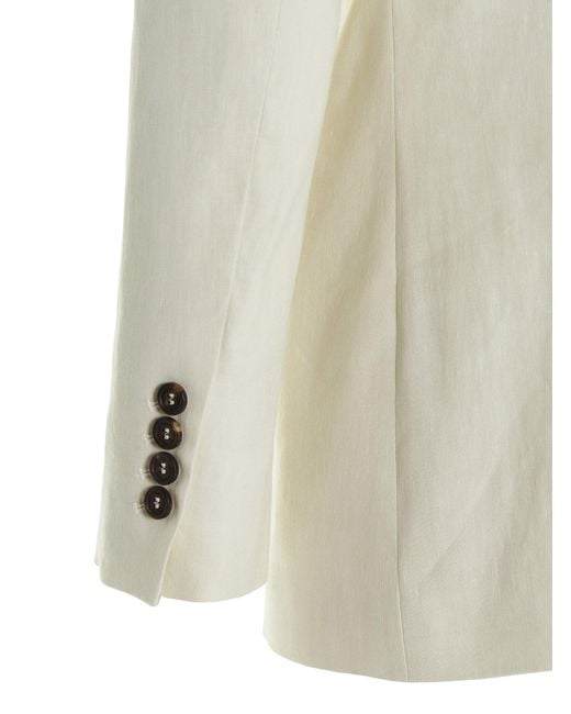 Brunello Cucinelli White Double Breast Linen Blazer Jacket