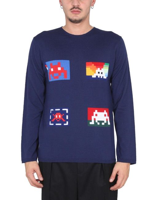 Comme Des Garcon Shirt Blue Wool Jersey for men