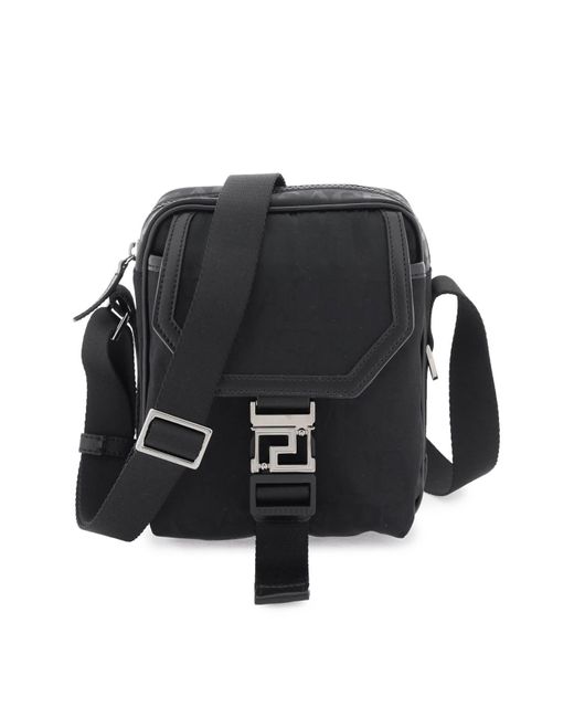 Versace Black Allover 'neo Nylon' Crossbody Bag for men