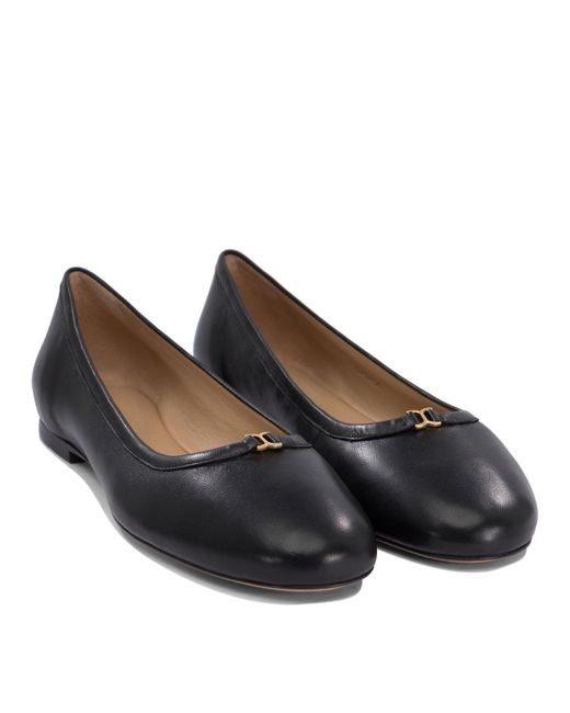 Chloé Black Leather Ballerina Flats For