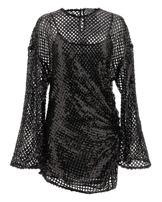 The Attico Black Sequin Mesh Dress