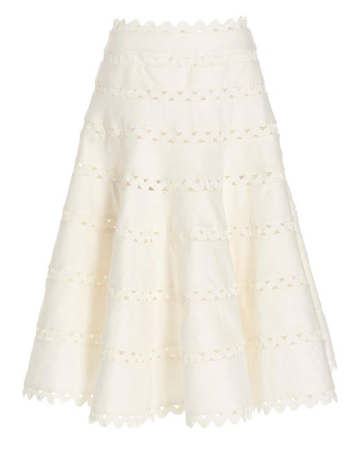 Zimmermann White Grosgrain Detail Skirt