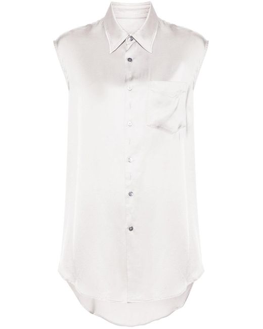 Camicia in raso con dettagli strappati di MM6 by Maison Martin Margiela in White