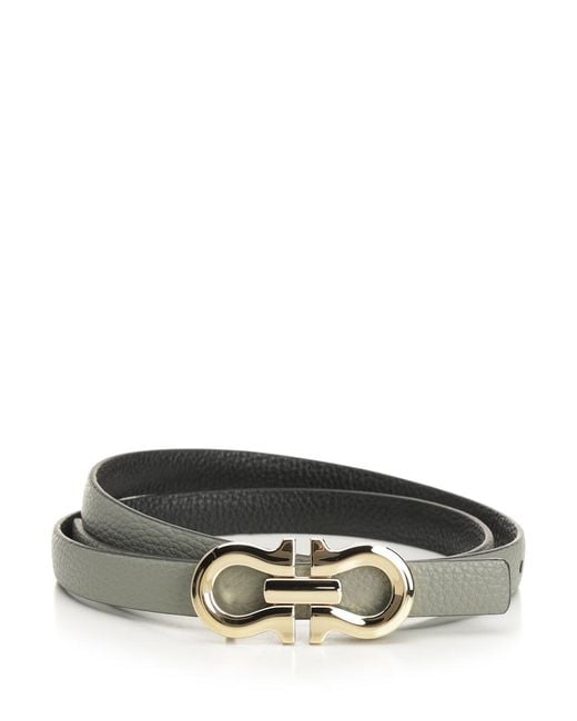 Ferragamo Gray "Gancini" Reversible Belt