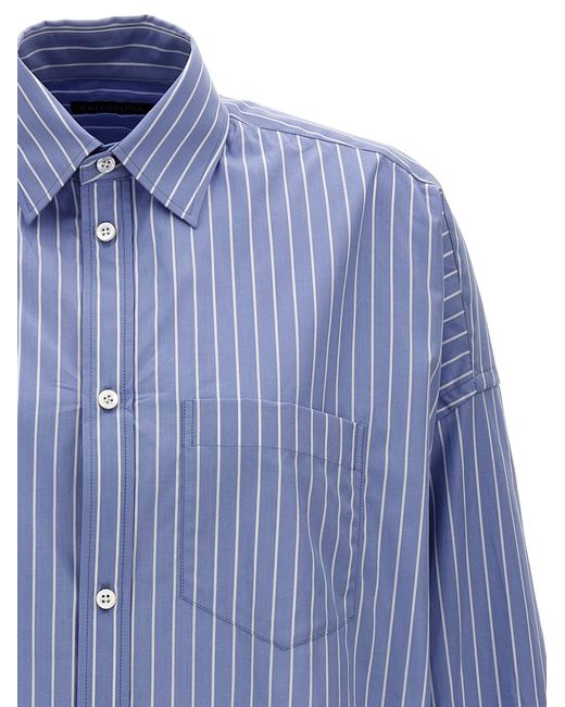 Balenciaga Blue Logo Print Striped Shirt Shirt, Blouse