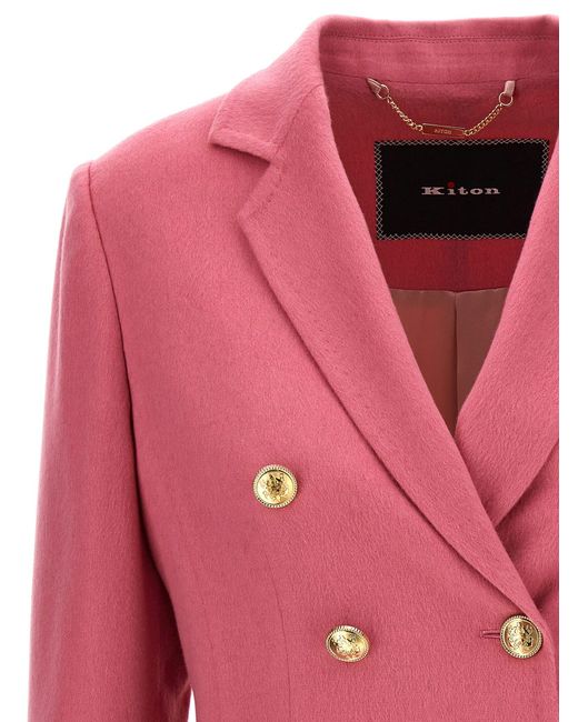 Double-Breasted Blazer Giacche Rosa di Kiton in Pink
