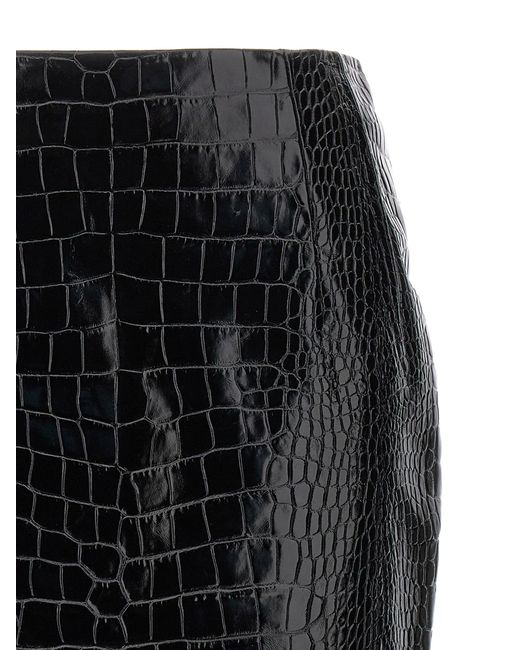 Longuette In Pelle Effetto Coccodrillo di Versace in Black