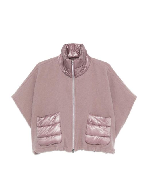 Herno Pink Wool And Nylon Cape