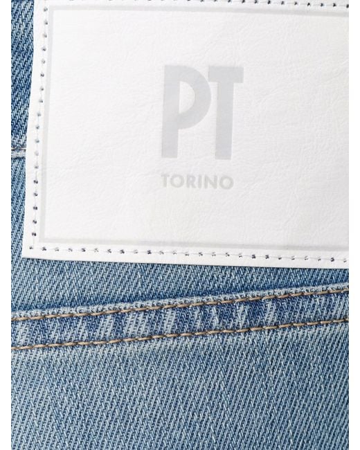 PT Torino Blue Stretch Cotton Jeans With Back Logo Patch for men