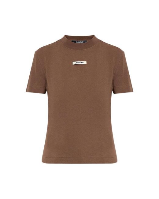 T-Shirt Con Applicazione Logo-Donna di Jacquemus in Brown