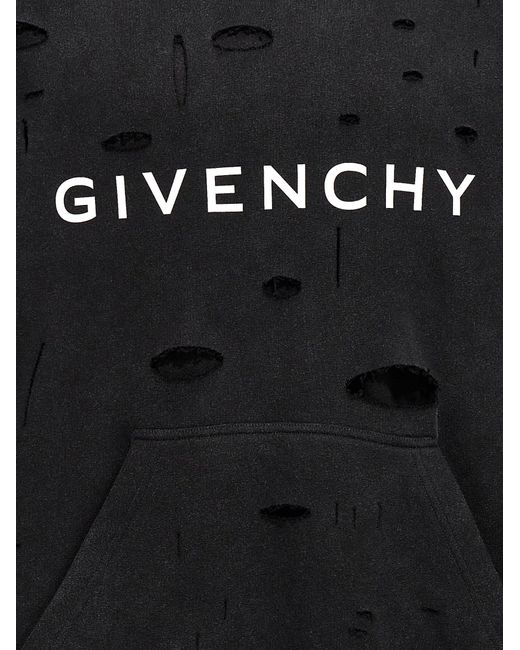 Logo Hole Hoodie Felpe Nero di Givenchy in Black da Uomo