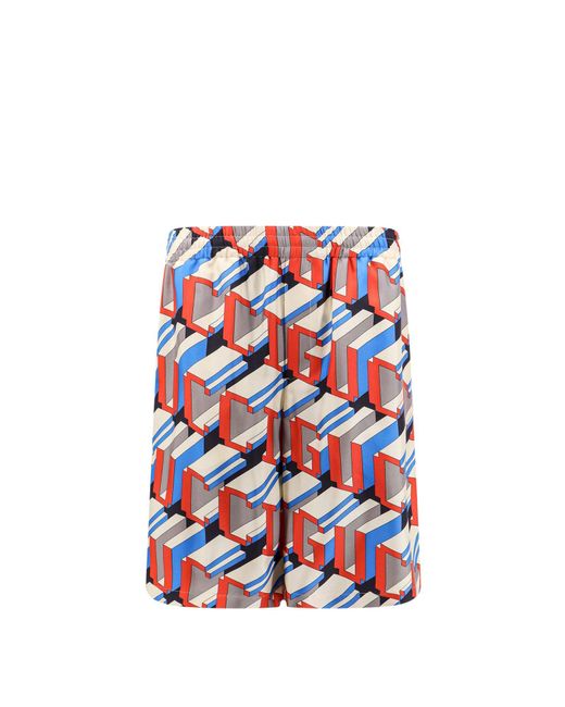 Shorts In Seta Con Stampa Pixel di Gucci in Multicolor da Uomo