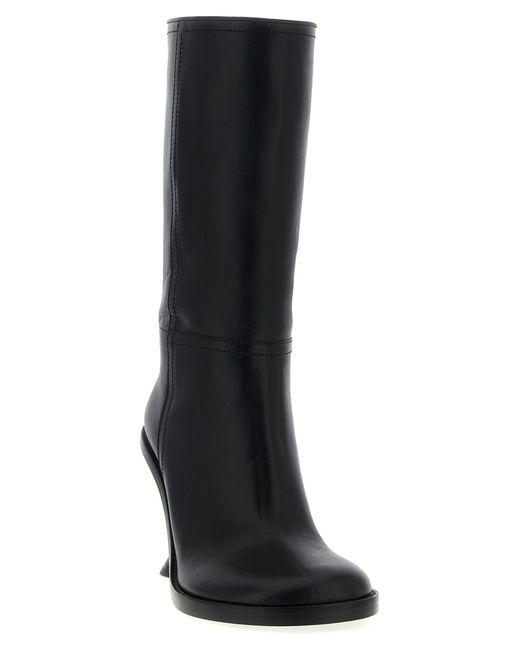 Dries Van Noten Black Curved Wedge Heel Boots