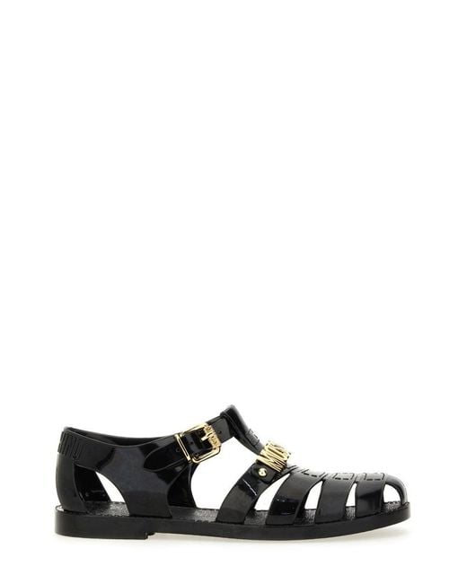 Moschino Black Jelly" Sandal With Lettering Logo