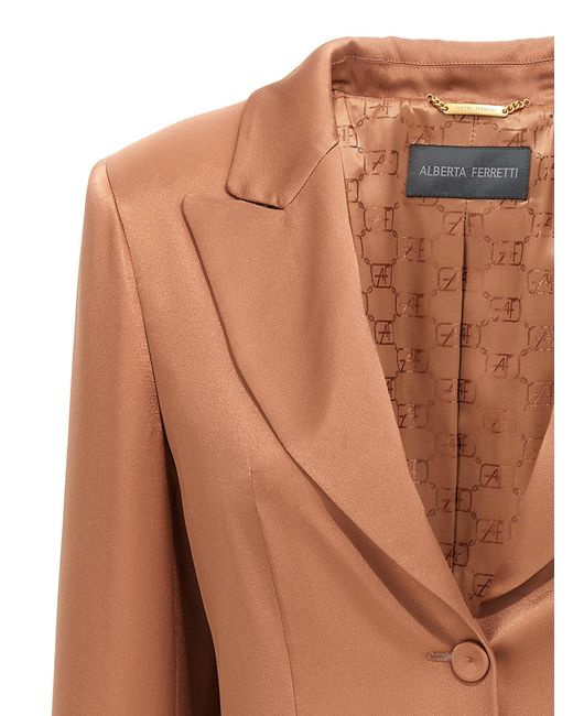 Satin Single-Breasted Blazer Blazer And Suits Rosa di Alberta Ferretti in Brown