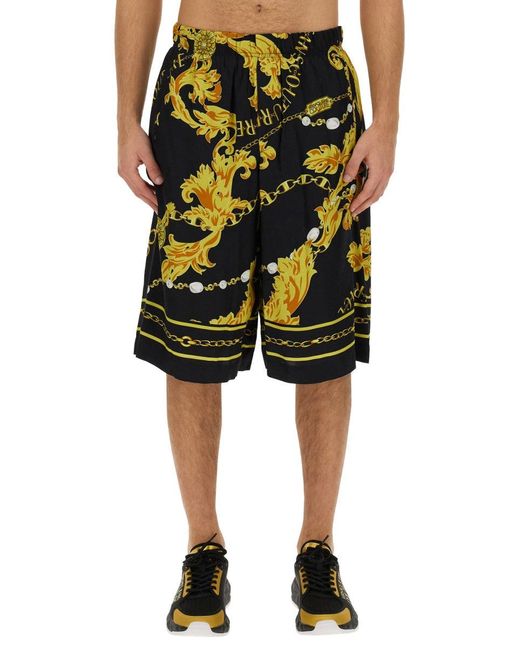 Versace Jeans Couture Black Chain Couture Bermuda Shorts for men