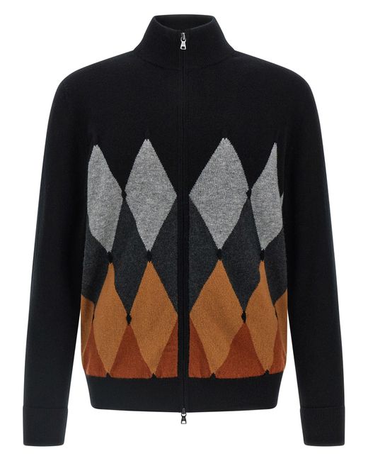 Ballantyne Cardigan Argyle Sweaters And Cardigans Black for men