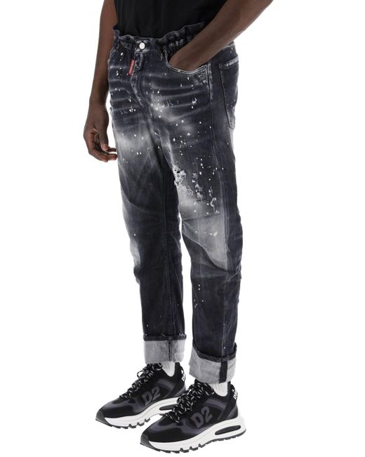 DSquared² Jeans Big Brother In Black Ripped Wash for men