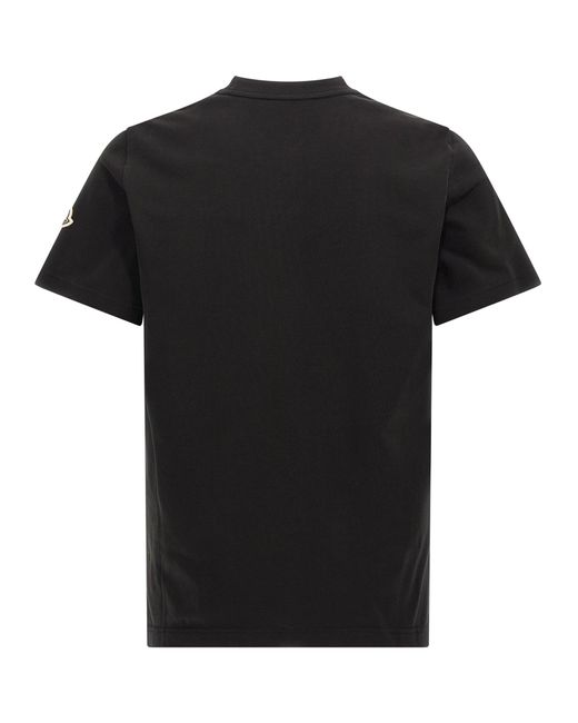Flocked Logo T Shirt Nero-Uomo di Moncler in Black da Uomo