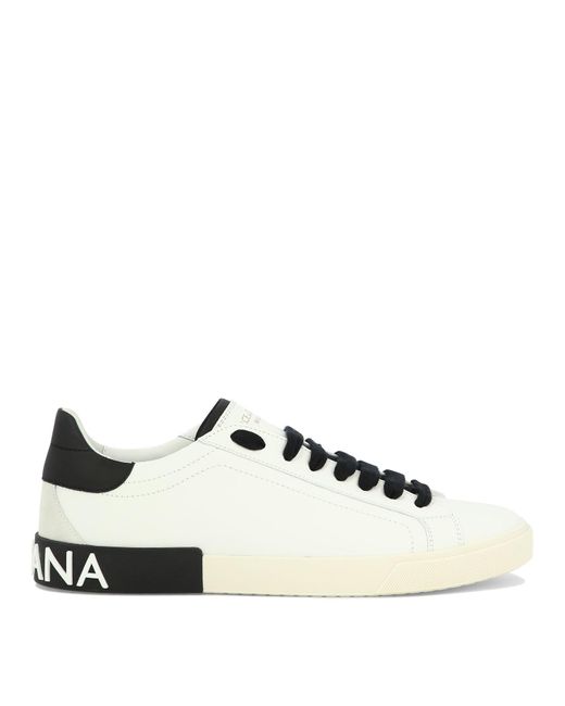 Sneakers portofino low top bianche e nere di Dolce & Gabbana in Multicolor da Uomo