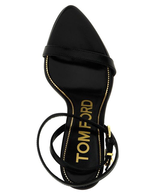 Tom Ford Black Metal Heel Sandals