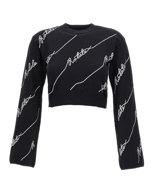 ROTATE BIRGER CHRISTENSEN Black Sequin Logo Sweater, Cardigans
