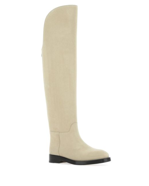 DURAZZI MILANO White Sand Suede Equestrian Boots