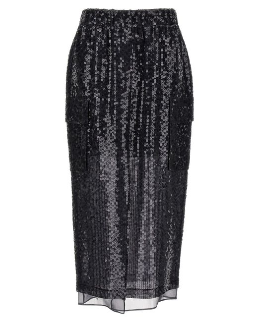 Sequin Skirt Gonne Grigio di Brunello Cucinelli in Black