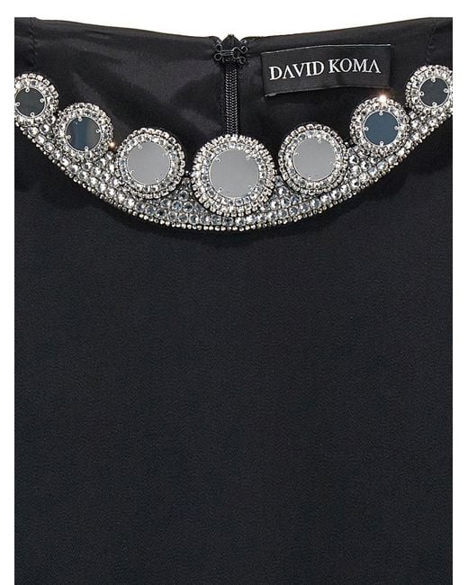 David Koma Black Puffer Circle Embroidery Dresses